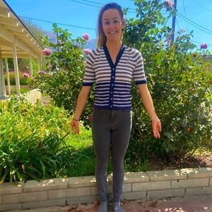 Vintage, St. Micheal striped, Blue and White Blouse